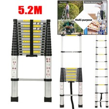Heavy Duty 5.2M Long Extendable Steps Aluminium Telescopic Ladder Multi-Purpose