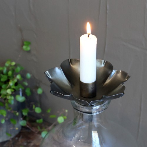 Metal bottle mounted candle - metal,