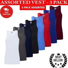 6 PACK 3 Men's Vest Tops 100%