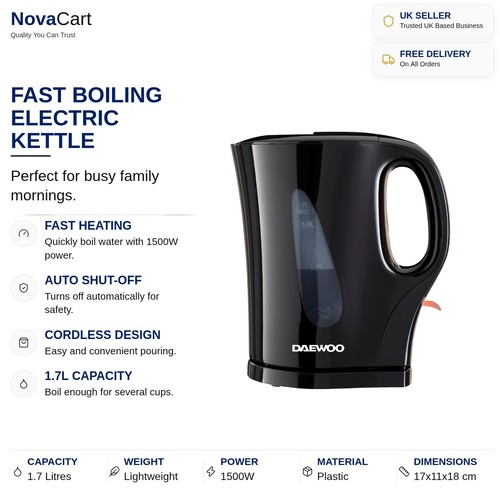 Electric kettle fast - kettle, 1.7l