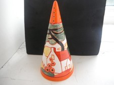 CLARICE CLIFF  "RED ROOFS"   SUGAR SHAKER by WEDGWOOD - HAND PAINTED - MINT