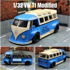VW Bus T1 Metal Alloy Diecast Car Campervan Blue 1:32 scale Model Toy