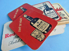 Ten nostalgic 1960s Haig & Red Hackle SCOTCH WHISKY branded coaster beer mats