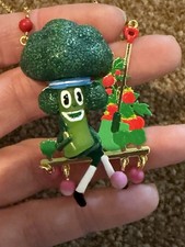 LES NEREIDES N2 18ct Gold Plated 'Mon Potage' Broccoli Tomato & Radish Necklace