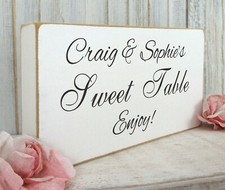 Wedding Personalised Sweet Table Sign Vintage Free Standing Shabby & Chic White