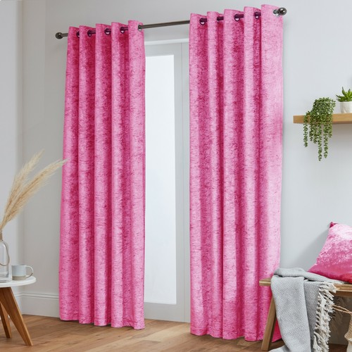 Pair crushed velvet curtains - crushed,