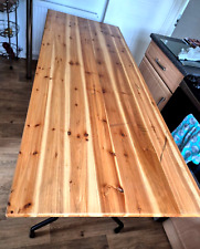 Solid pine Table strong Heavy trestle style with folding metal legs