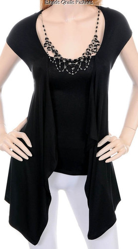 Cap sleeve drape shrug - cap, vest