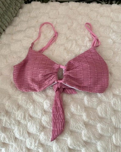 Pink textured triangle bikini - textured,