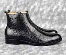 Handmade Men's Black Crocodile