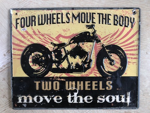 Old tin motorcycle sign - 12", x
