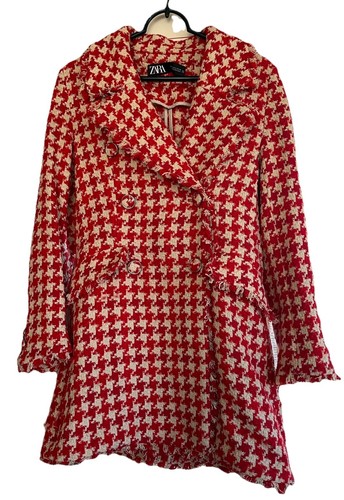 Zara red beige houndstooth - &,