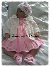 Baby Knitting Pattern #106 - To make a 4 Piece Dress Set for 0-3m Baby