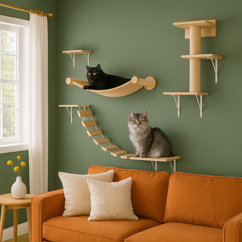 Cat wall hammock shelves set - cat,