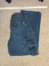 Dickies Mens Size 34 Blue Cargo Trousers Carpenter Knee Patch W34 L30 Pants