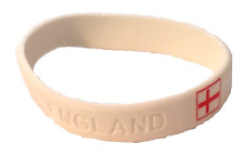 England Rubber Wristband Bracelet St George Cross Football Rugby Cricket White