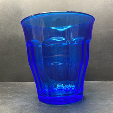 Vintage Duralex Blue Toughened Glass Faceted Tumbler Made in France