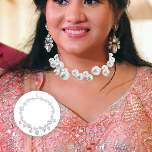 White faux pearl necklace for - pearl,