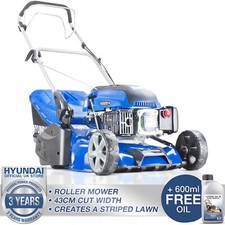 Petrol Roller Lawn Mower Self Propelled 139cc, 17" 43cm Lined Cut Lawnmower 