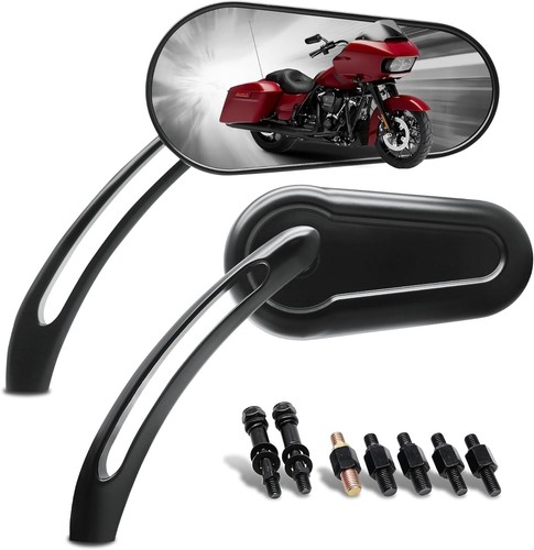 Oval black motorcycle mirror - oval,