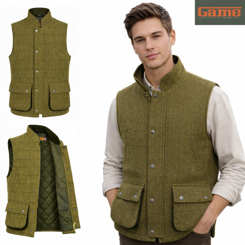 Mens tweed gilet - gilet, wool