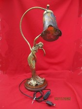 Bronze lamp with tulip glass paste. Dragonfly Plant Decor Signed GALLE