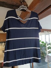 Ladies Navy & White Striped Top by F&F at Tesco Size 14