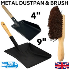 Metal Dustpan and Hand Brush Heavy Duty Sweep Ash Strong Handle Broom Sweeping