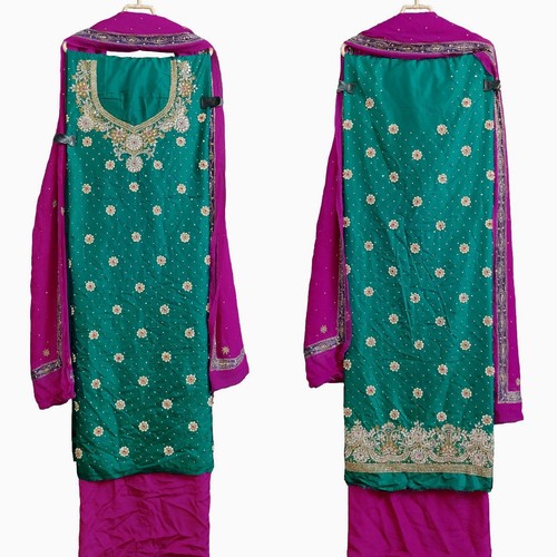 Green pink pure silk - green-pink,