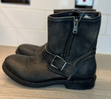 Replay Black Leather Buckle Zip Ankle Boots – UK 10  EU 44  Worn Twice RRP £249