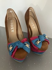Funky Heel Shoes, Faux Suede Big Heel Party Shoes, size 2.5 multi coloured shoe