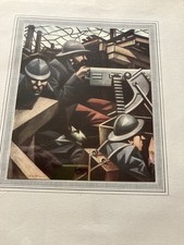 C.R.W. Nevinson War Gunners 1920s WW1 Vintage Print