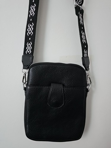 Black faux leather crossbody