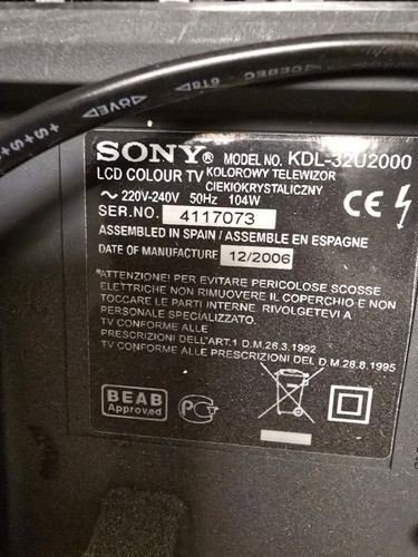 Sony inch kdl - sony, kdl-32u2000