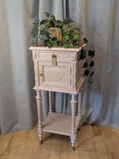 Antique French Marble Topped Bedside Table Cabinet Cupboard