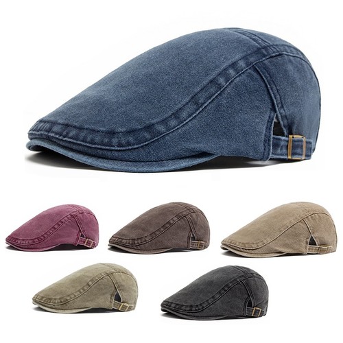 Men flat cap - flat, washed