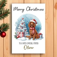 Personalised Irish Red Setter Christmas Card from the dog. Dog Lovers Card.