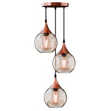 Industrial 3 Way Glass Pendant