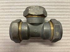 GENUINE POLYCONEX 32MM EQUAL TEE BRASS FOR BLUE MDPE PIPE ONLY 32x32x32MM