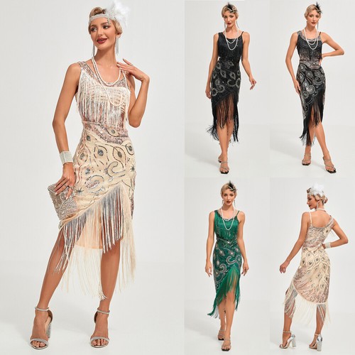 1920s sequins fringed cocktail - sequins,