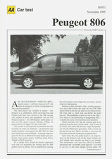 Peugeot 806 SR 2.0 7-Seater Road Test 1995-96 UK Market Foldout Brochure AA