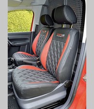 VW Caddy 2018/19 Red And Black Leather Tailored Seat Covers