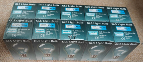 10x 100w incandescent - 10x,