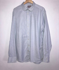 Savoy Taylors Guild Mens XL 18 Collar 48 Chest Light Blue Pin Striped Shirt VG