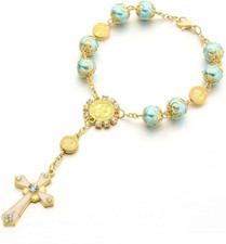 Crystal Rhinestone Blue Rosary