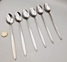 6 Vintage Stainless Profile? Long Handled Latte Iced Tea Ice-Cream Sundae Spoons