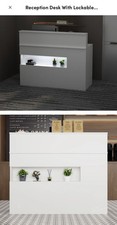 Reception Desk with Lockable Drawers and Light at front. White. 
