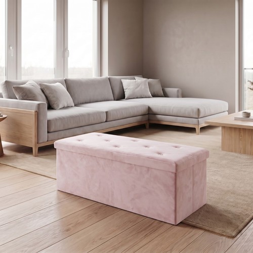 Velvet ottoman storage box - velvet,