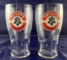 Tetley Bitter Pint Glasses X2