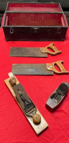 Antique tool box with wood - tool,